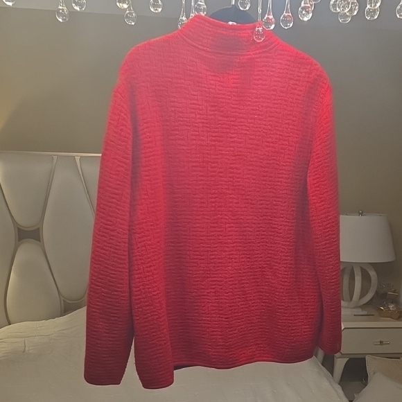 Talbots Wool Red Zip-Front Textured Knit Jacket - Picture 3 of 11